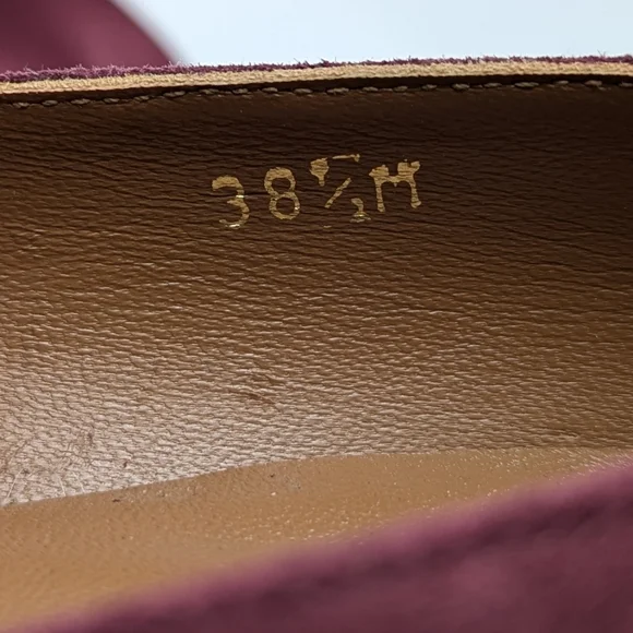 Margeaux The Heel Suede Pump Block Heel Patent Leather Accents Burgundy 38.5/8.5 - Picture 9 of 15